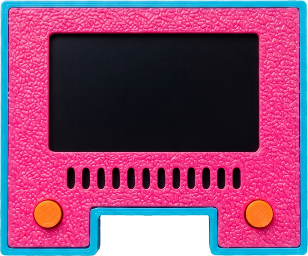 The Mini TV, a palm-sized pink and blue retro television